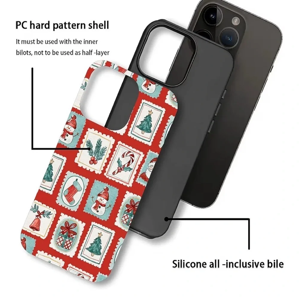 Compatible with for iPhone 13 Pro,Watercolor Christmas Stamp Snowman Phone Case